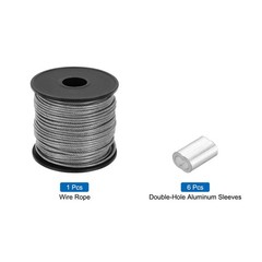 131Ft(40M) Wire Rope 304 Stainless Steel Cable 1/12″ 6pcs Sleeve Clear