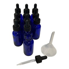 Bottle, Glass, Cobalt Blue, 1oz, with Droppers, Pack of 12 Bottles, Single