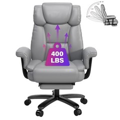 Big and Tall Office Chair Ergonomic Leather Computer Desk Chair with Footrest