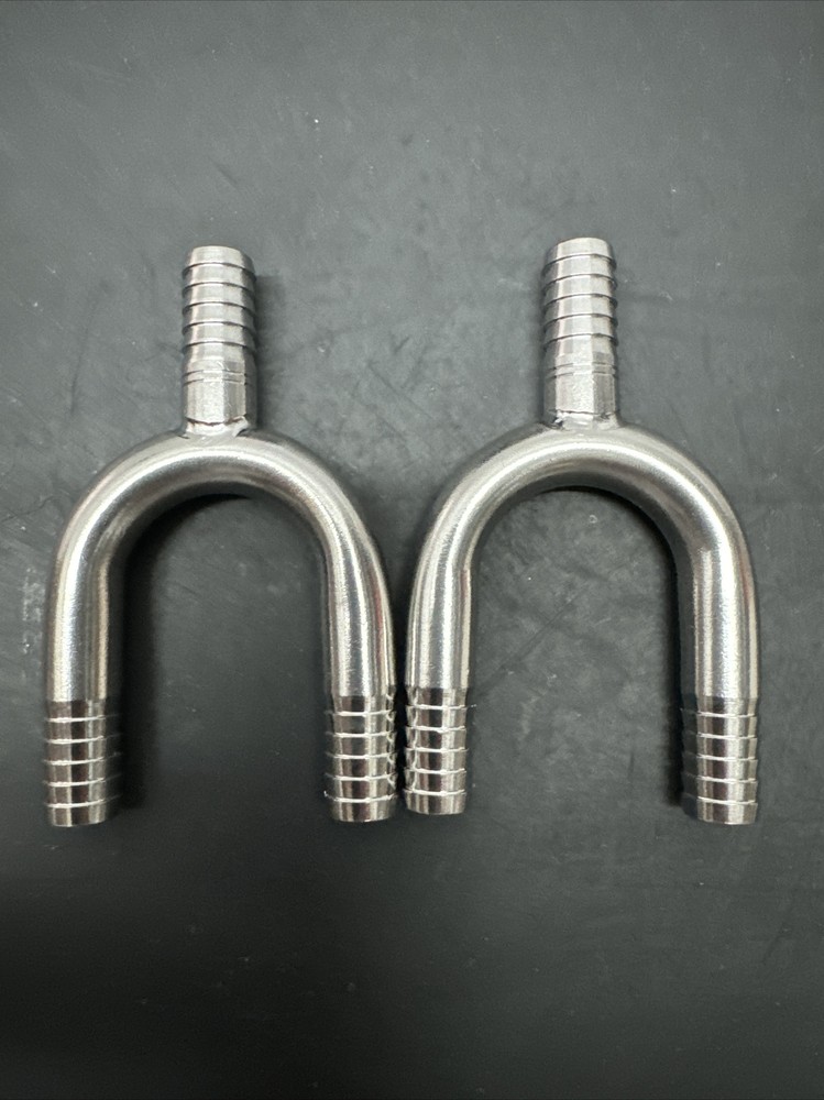 (2) FOOD GRADE STAINLESS STEEL 5/16″ BARB Y HOSE FITTING ADAPTERS SPLICERS