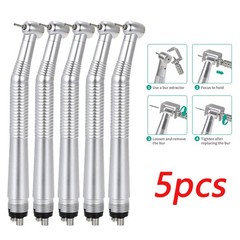 5X Dental High Speed Handpiece 4 Hole Push Button Air Turbine Single Water Spray