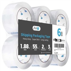 “6 Rolls Heavy Duty Carton Sealing Tape, Clear Packing Tape, 1.88” x 55 Yds, 2 M
