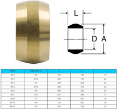 Legines Brass Compression Fitting Sleeve Ferrules 1/4″ Tube OD (20 Pcs)