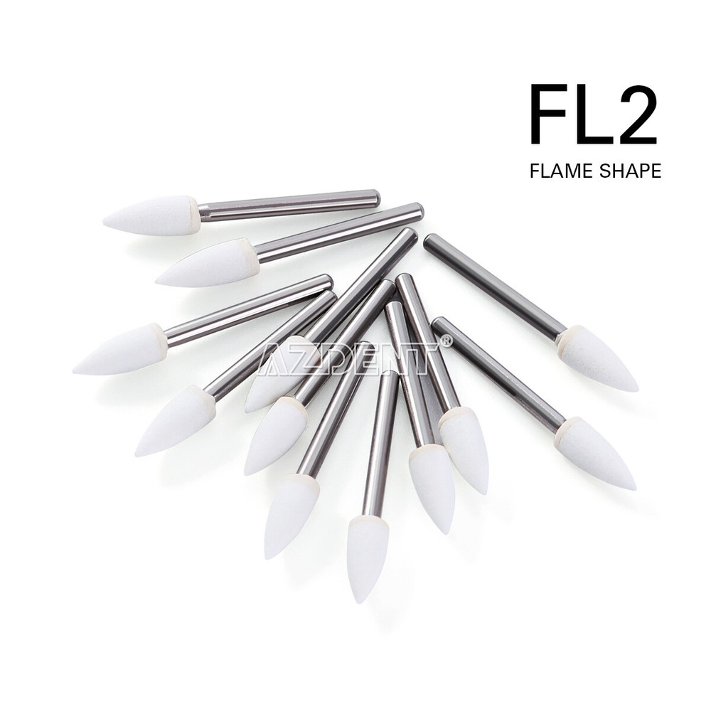 Dental White Stone Oxide Flame Composite Polish Burs Finishing Porcelain Enamel
