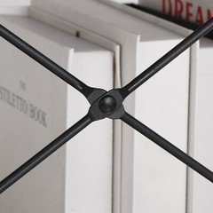 2-Shelf Durable Bookcase Steel Frame Bookrack Mini Retro Display Bookshelf Black