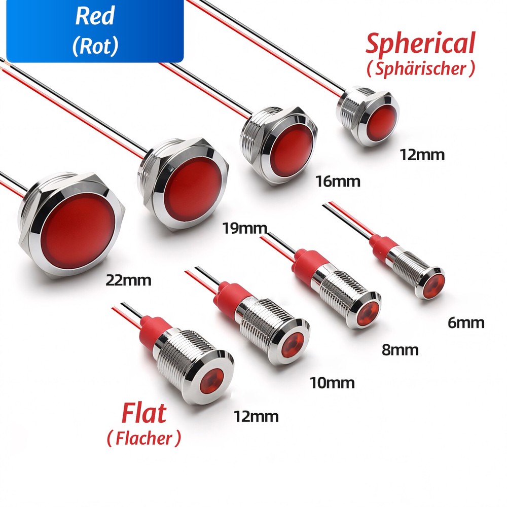 Metal Indicator Light LED Waterproof Small Line Power Signal Light AC/DC 3V-220V