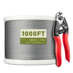 500FT 1/8″ T316 Stainless Steel Cable, Wire Rope Aircraft Cable for Deck Cable R