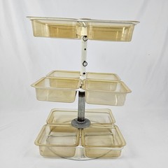 Vintage 3 Tier Rotating Organizer Lazy Susan Style Acrylic Steel Retro MCM