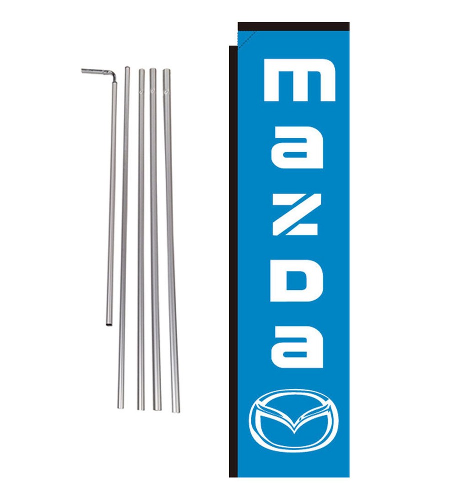 Mazda Dealership 15′ Advertising Rectangle Banner Flag w/ pole+spike