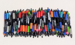 100 Misprint Click Pens MAXGLIDE Hub Pen Mixed MULTICOLOR Lot Thick Rubber Grip