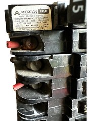 Lot of 6 Federal Pacific FPE NC115 Circuit Breaker 15A 1-Pole Stab-Lok Red Bezel