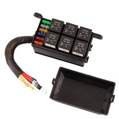 12V Automotive Relay Box 6 Way Relay Fuse Box, with 12 AWG Pre-Wired Universal