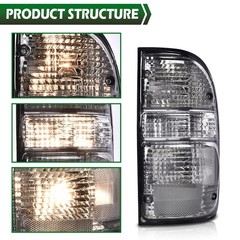 Tail Lights Toyota Tacoma 2001-2004 Smoky Lens Clear Housing Left&Right w/Bulbs