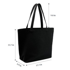 REDSINDA Blank Canvas Cotton Tote Bags, 2 17.7 x 13.7 x 5.9 inches, 2 Black
