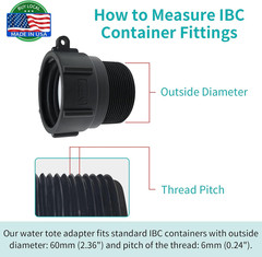275 330 Gallon IBC Tote Adapter 2″ Female Buttress Coarse Thread X 2″ Male NPT P