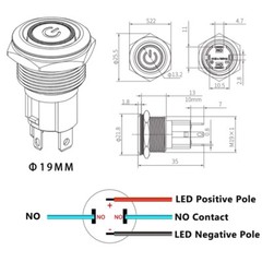 16/19/22/25mm LED Push Button Switch Momentary Latching On/Off Waterproof Metal