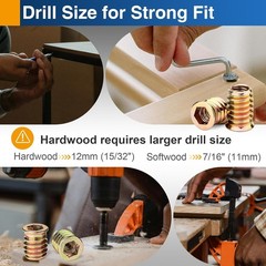 Industrial Grade 3/8″-16 Wood Insert Nuts Set – 12 Pack with Installation Guide