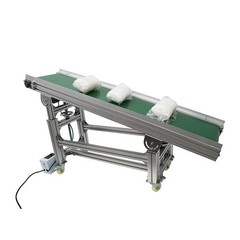 110V 59″×11.8″ Inclined Wall PVC Conveyor Belt Transport Machine Load 66-88Lbs