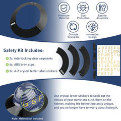 Hard Hat Sun Shade Visor Full Brim Neck Shield Fit for MSA V-Gard 4 Clips Sticke