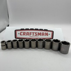 Craftsman 10pc Metric 6 Point Socket Set 10mm-19mm 3/8 Drive Made in USA Vintage