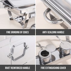 6 Pack Stainless Steel Chafer Chafing Dish Sets Catering Food Warmer 8 QT