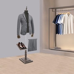 Male Clothing Display Rack Clothing Display Holder Free Stand Height Adjustable