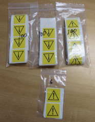 Lot of 306 Exclamation Triangle 1.5″x1.5″ Yellow/Black Warning Stickers Labels