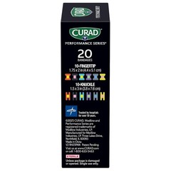 Curad Performance Series Fingertip and 20 Count (Pack of 1), Multi-color