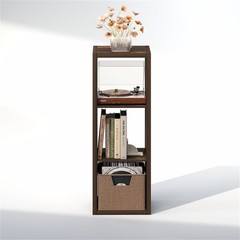 Pemberly Row Media Storage Organizer 3-Cube Engineered Wood Amber Pine