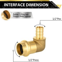 1/2″ Copper Press x 1/2″ PEX Crimp Elbow, Pack of 10