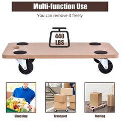 IRONMAX 440lbs Platform Dolly Rectangle Wood Utility Cart Wheeled Transporter