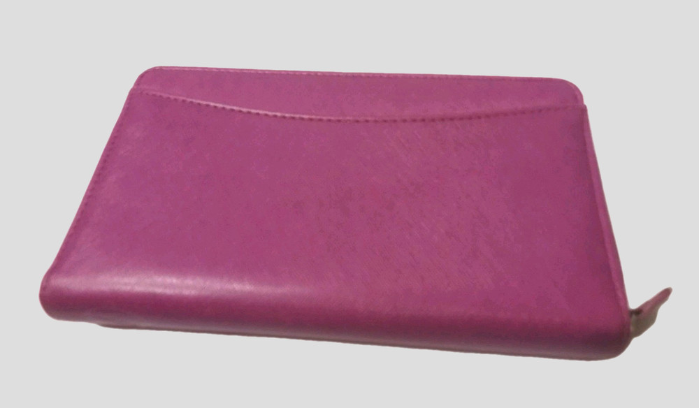 New defect FILOFAX Saffiano Compact Zip Organizer Planner wallet Raspberry PINK