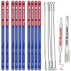 10 Pack Hacksaw Blades, High Speed 24 Tpi – 12″ Length Blades 12 Red