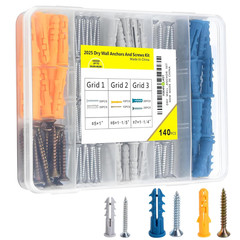140Pcs Drywall Anchors and Screws Kit (3 Sizes) – Plastic Screw Anchors for Dryw