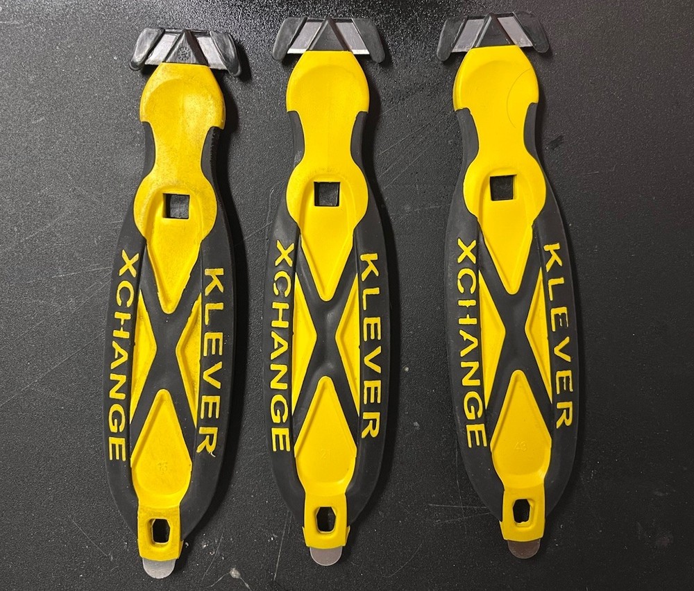 Klever Xchange Yellow Safety Box Cutter -LOT OF 3–
