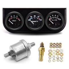 52mm 3 in 1 Car Auto Gauge Kit (Volt Meter+Water Temp+Oil Pressure Meter) Sta…