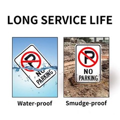 Large No Parking Sign, 18″x 12″ .040 18” x 12”, White with Black Text