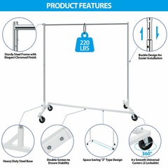 Heavy-Duty Commercial Garment Rack Rolling Z-Base Storage Clothing Shelving Rack