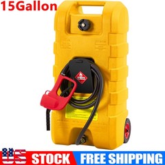 15 Gallon Fuel Caddy Portable Gas Storage Tank Container with Hand Pump 10ft US