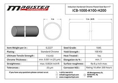 Induction Hardened Chrome Plated Steel Rod – 1″ Dia x 48″ length, 1045 steel bar
