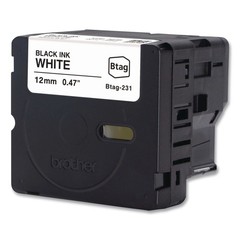 Brother P-Touch BTAG231 0.47 in. x 13.1 ft. P-Touch BTAG Label Tape BK on WT New