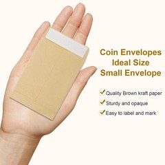 100 Pack Coin Envelope 3.23″×4.53″,Brown Kraft Small 3.5×6.5inch,