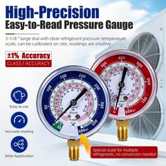49974 A2L 4-Valve HVAC Manifold Gauge Set R-454B R-32 R-410A 80mm