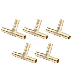 5x 5/16″ (8mm) Hose Barb TEE Brass Pipe 3 Way T-Shaped Fittings Connector Parts