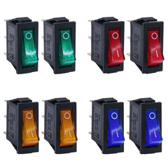 8/24Pcs AC 250V/15A 125V/20A Illuminated LED On/Off SPST 3 Pin 2 Position Mini B
