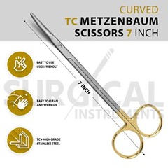 T/C Metzenbaum Scissors Curved 7″ Tungsten Carbide Inserts Surgical German Grade