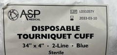 ASP MEDICAL ASP-564013 DISPOSABLE TOURNIQUET CUFF 34″ X 4″ 2-LINE Blue 3-10-33