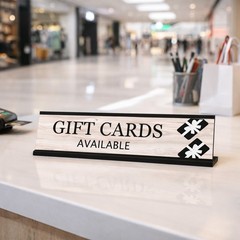 Signs ByLITA Gift Cards Available Graphic Black Frame, Desk Sign (2×8″)