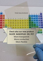 ITO on PET film: 200mm x 100mm Transparent conductive film: 30 ohm/square