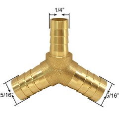 5/16″x5/16″x1/4″ Brass Reducing Y 3-Way Union Hose Barb Fitting for Air Fuel